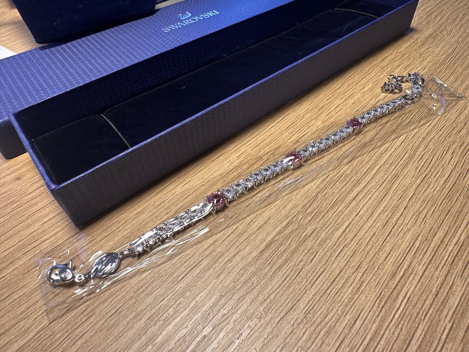 Bratara Swarovski matrix tennis 16.5 cm - 22 cm mixed cuts, pink