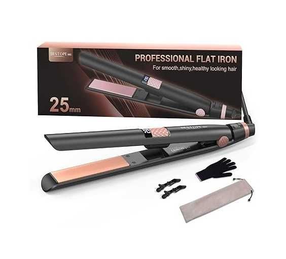 Преса за коса BESTOPE MIX 25мм за къдрици и изправяне 2в1 керамично покритие LCD дисплей