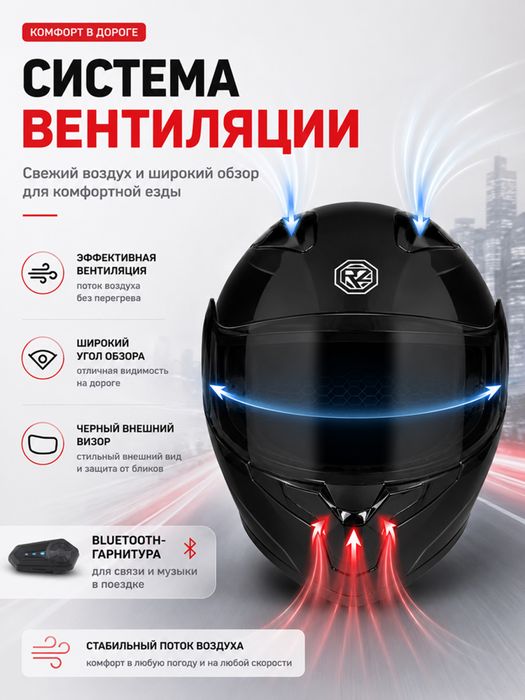 Мотошлем модуляр с двойным визором