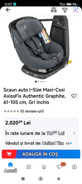 Scaun copii auto rotativ maxi cosi axissfix rearfacing nu cybex recaro