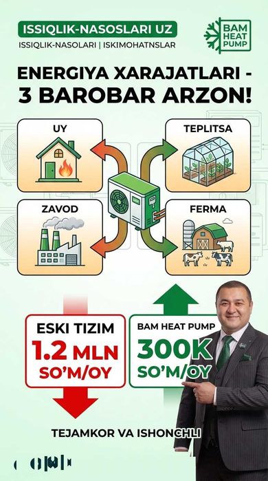 FanCoil Тепловой Насос Алмазор Issiqlik Nasoslari Olmazor -40% SKIDKA