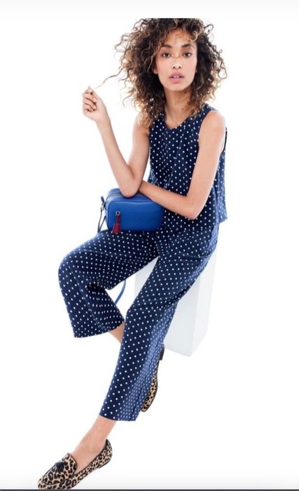Копринен гащеризон J Crew, десен на точки, размер М/L
