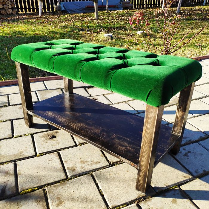 Băncuță hol, sufragerie chesterfield. Catifea Tapițerie Mobila Taburet