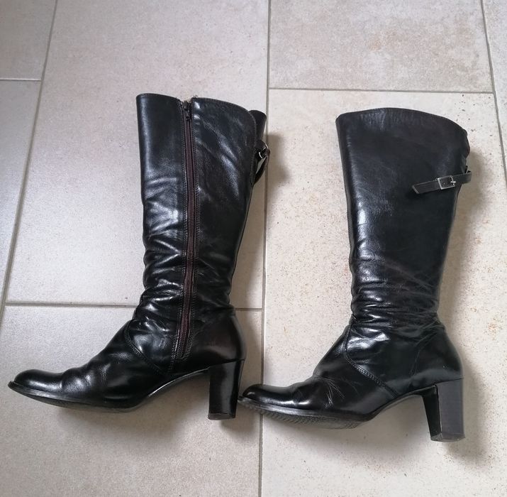Cizme piele, maro inchis, mas 36