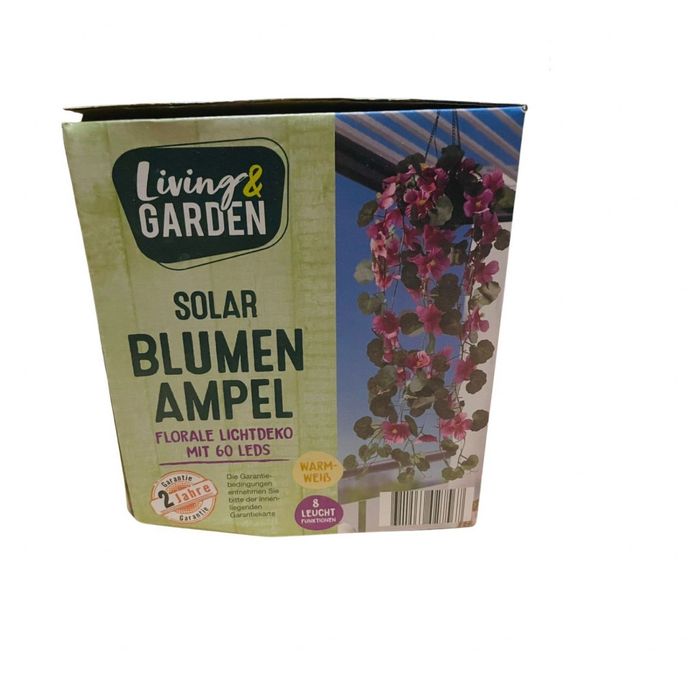 Соларна висяща саксия с LED осветление Living & Garden – 60 LED, топло