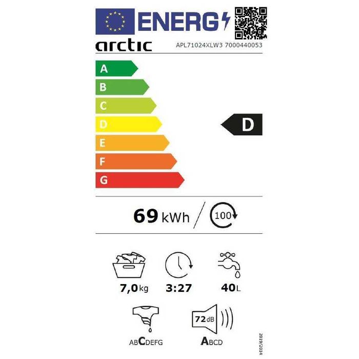 Нова инверторна пералня Arctic APL71024XLW3, 7 кг, 1000 об
