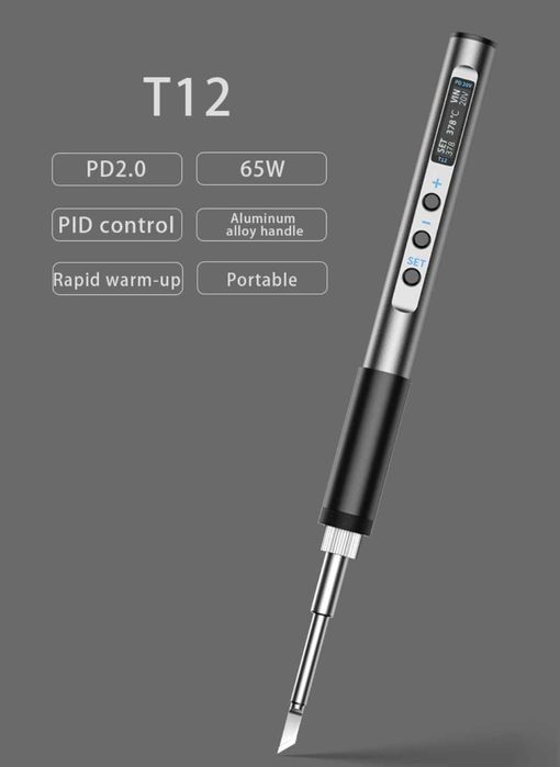 Letcon portabil profesional cu varfuri T12 si port USB C