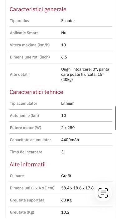 Hoverboard  Myria Sky Rider copii 16 inch / Îl predau personal in bucuresti
