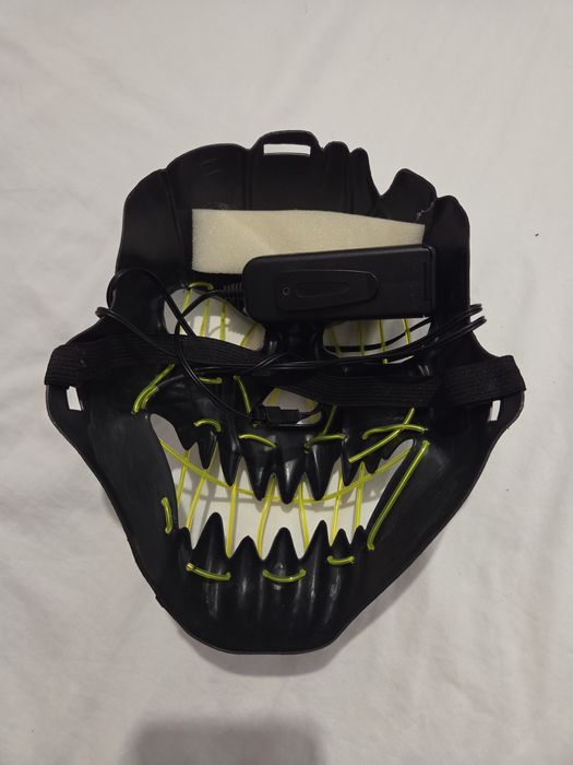 Mască LED Purge Halloween, cosplay, luminoasă, cu baterie