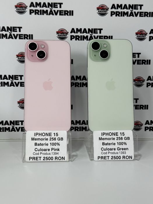 Iphone 15 256 GB Baterie 100% Green Si Pink Garantie