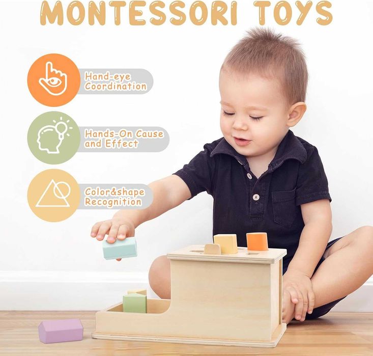 Монтесори дървена игра с кубчета от Busy edition