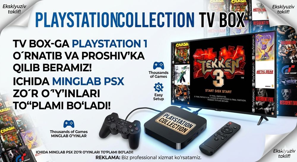 Tv box ni playstation 1 ga aylantrib beramiz sifatli va xafsiz