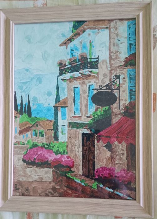 Tablou decorativ "Stradă in stil mediteranean",ramă 20x30 cm