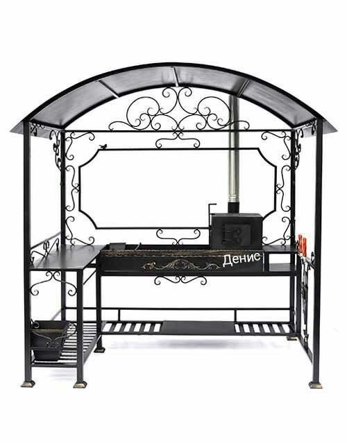 Дачная кухня мангал барбекю шашлычница смокер гриль с навесом очаг