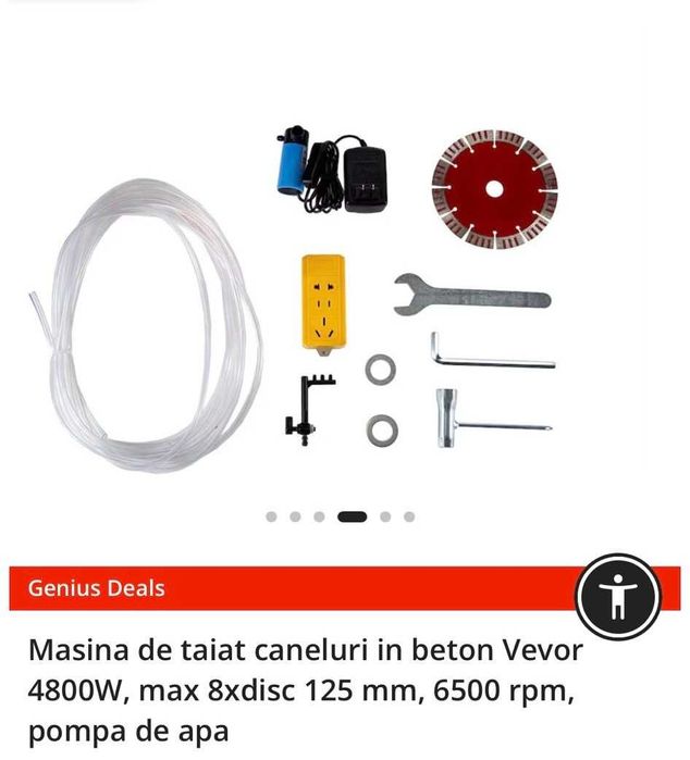 Masina de taiat caneluri in beton Vevor 4800W , max 8xdisc 125 mm,