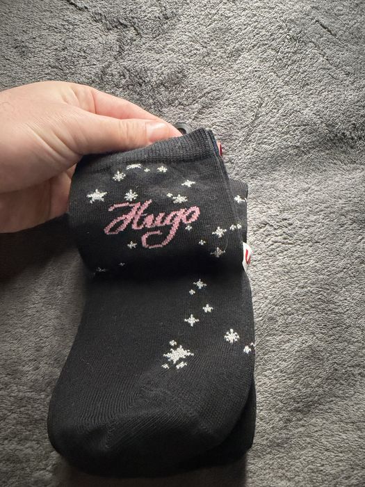 Hugo set 4 sosete dama negru-negru-alb-roz marime 36-42 noi originale