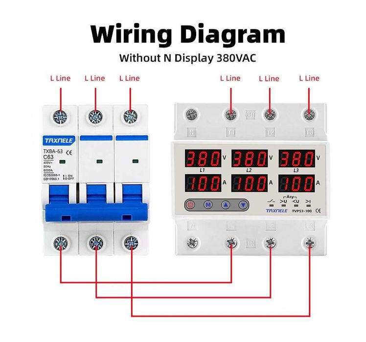 Трифазно реле за контрол на напрежение и ток до 100А, До 300V,20204171