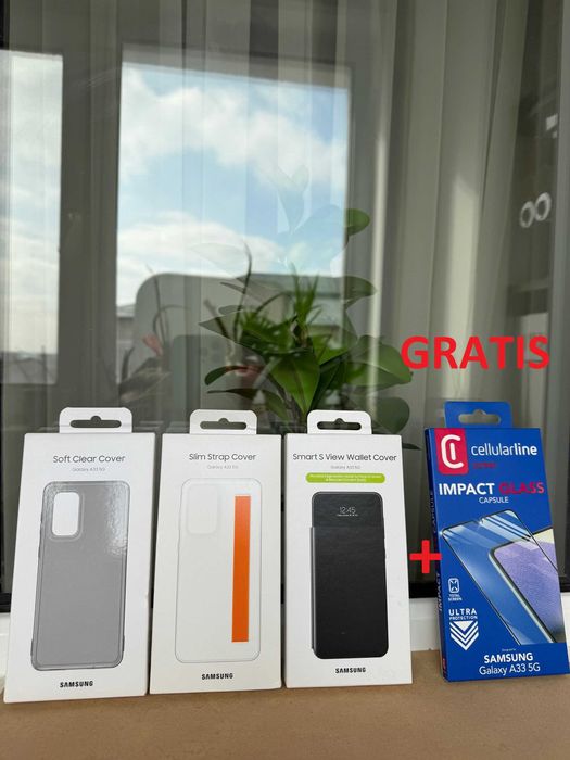 Folie + Husa Originala Silicon sau View Wallet Cover Samsung A33 5G