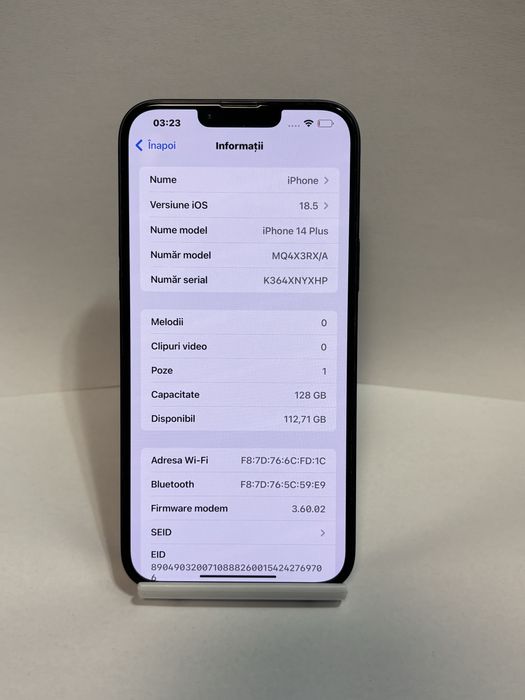 MDM vinde: Iphone 14 Plus, 128GB, Midnight.