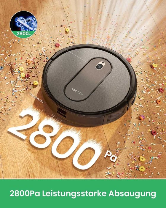 Роботизирана прахосмукачка Vactidy T6, тънка, тиха, WiFi//Alexa/Siri