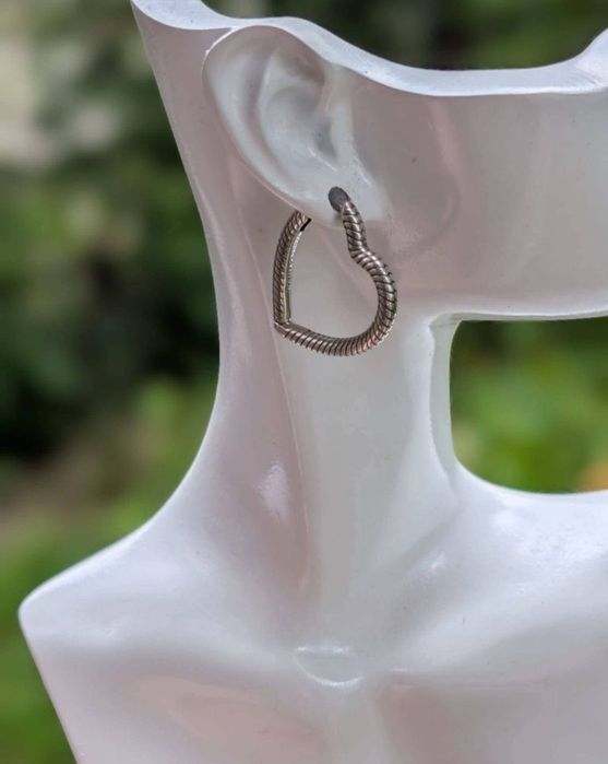 Cercei tortite in forma de inima din argint de 925, Pandora Moments Heart, Pandora, ALE , 292236C00