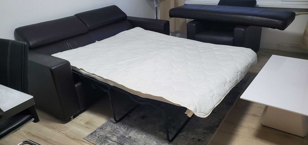 Диван и фотьойл черна еко кожа