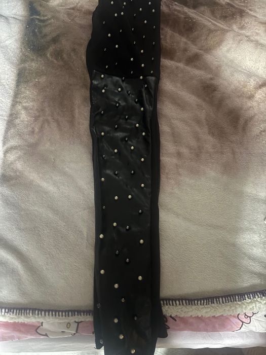 Дамски клин с кожа и перли