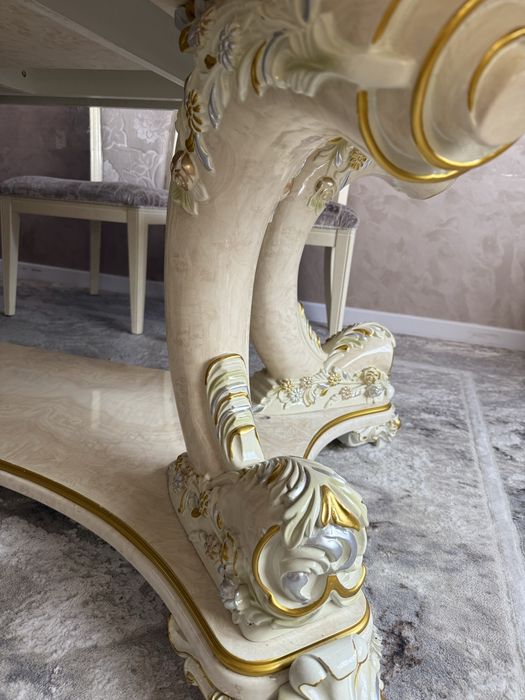 Дубайский стол, настоящее дерево+стулья