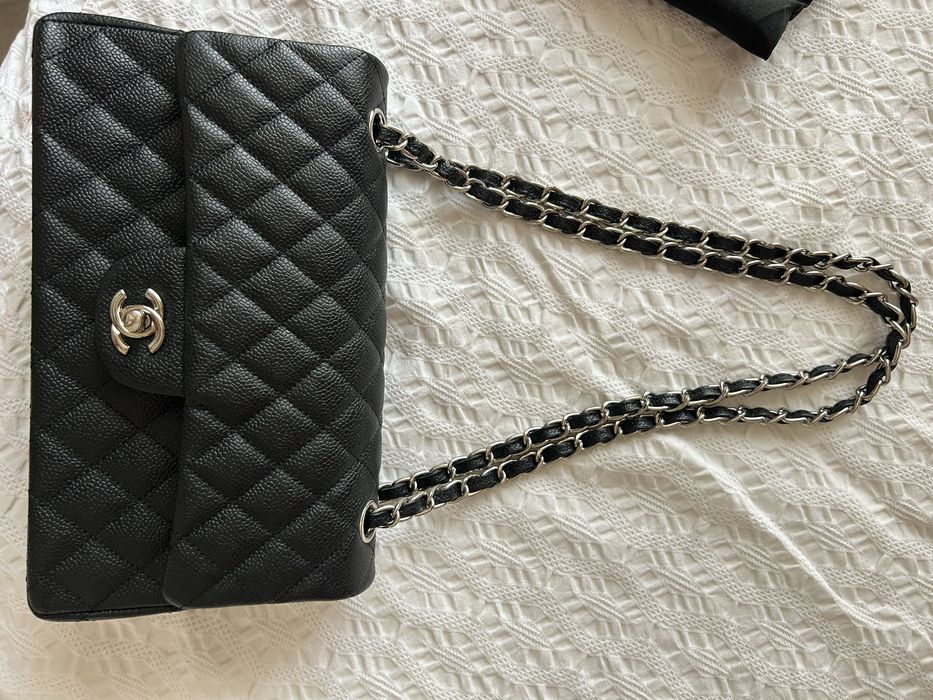 Geanta Chanel caviar, negru 25 cm