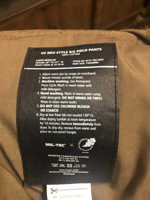 Airsoft/ловни панталони US-BDU WASP I Z2 - L размер