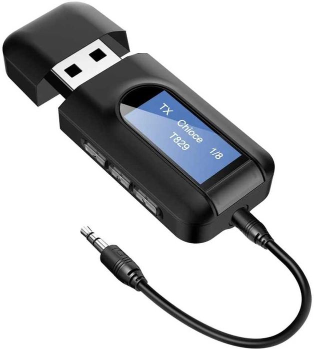 Bluetooth 5.0, 2 в 1 USB преносим аудио адаптер с LCD дисплей