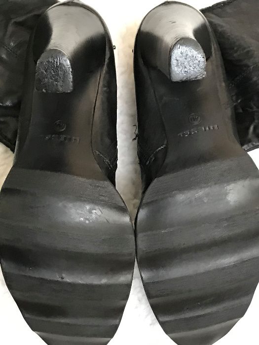 Cizme negre brand Diesel peste genunchi dama piele originale toc 11 cm