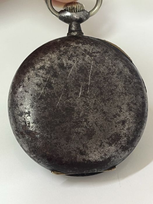 OMEGA Gunmetal джобен часовник с отворен лицев швейцарски 1900 г