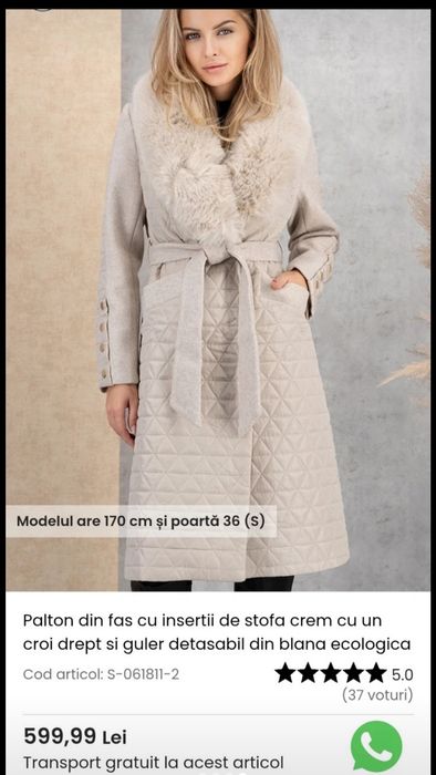 Palton dama ultimissimo mărimea 40