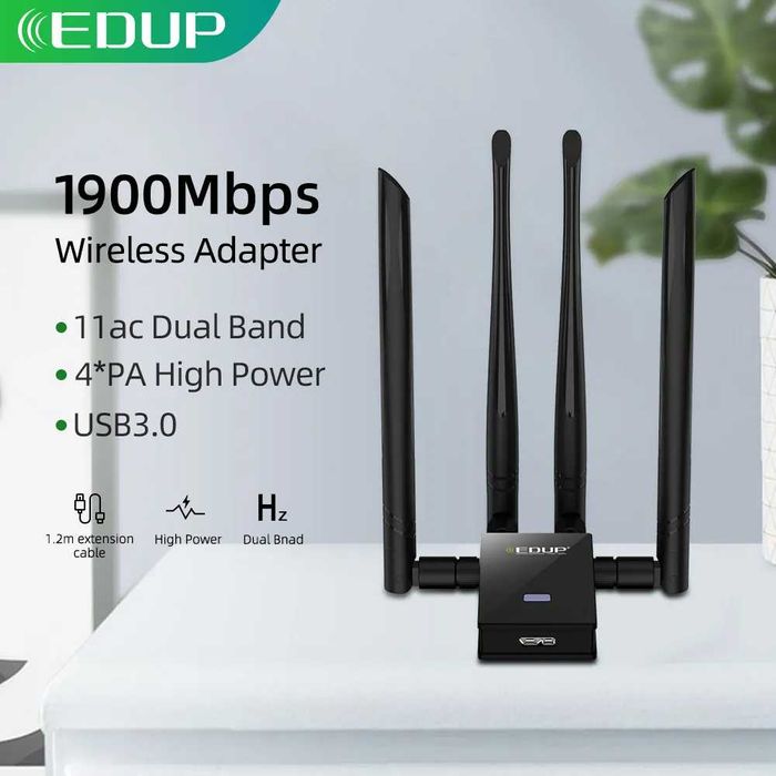 1900Mbps USB WIFI адаптер двулентов 2.4G/5Ghz 4*6dBi антени