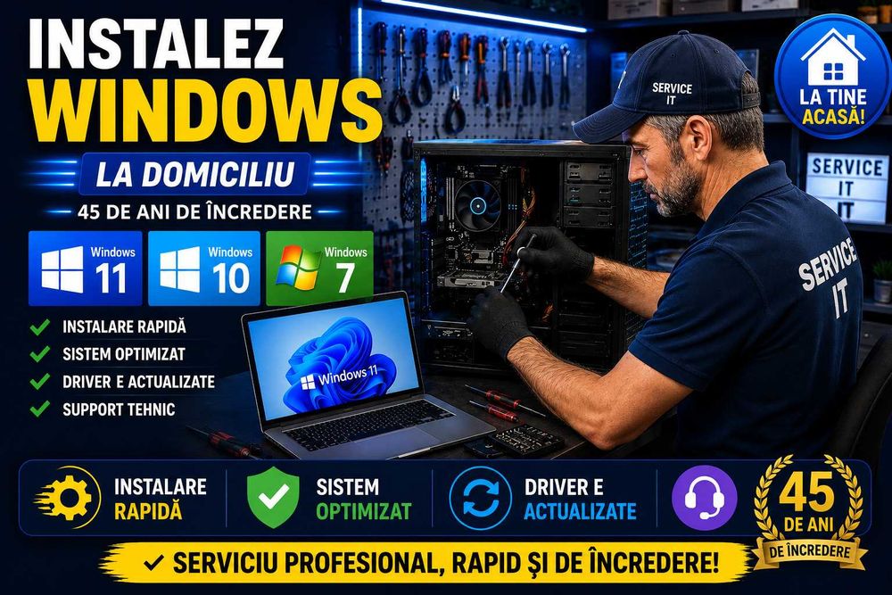 Instalare Windows - 11, 10, 7  -  90 lei Complet
