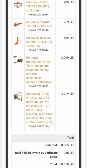 Motocultor Ruris 918ACC(18 cai)