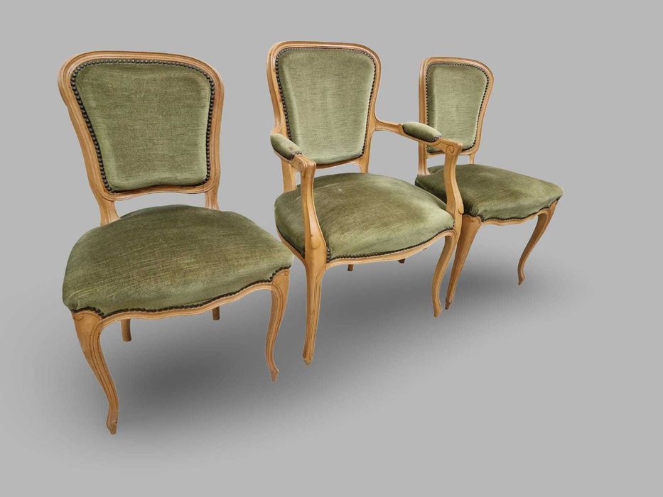 6 броя трапезни столове от масиввен дъб в стил "ЛУИ XV"