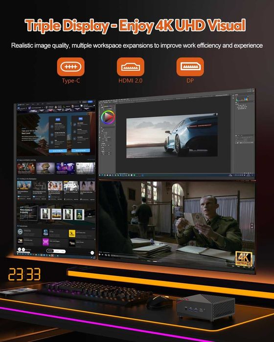Mini pc Nipogi AM06PRO, Ryzen 7 5700u, 16 Gb, 512 Gb, nou
