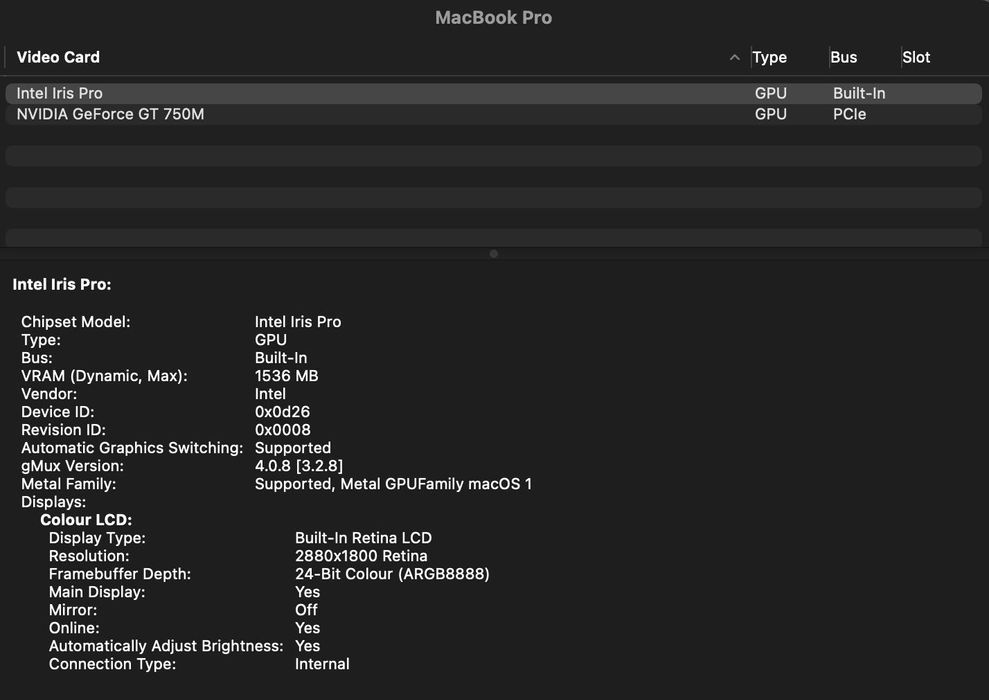 Apple MacBook Pro Retina 15-inch / Intel i7 2.5GHz Quad-Core / 1TB SSD / 16GB RAM / NVidia GT 750M 2GB VRAM