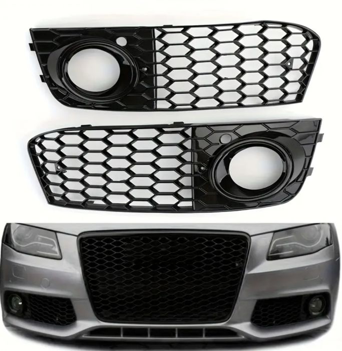 Решетка + Решетки за халогените Пчелна Пита Audi A4 B8 2008- 2012г.