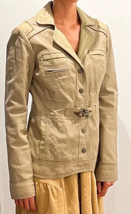 Jachetă MNG (Mango) din Piele Naturală – Stil Military/Safari (Mărimea