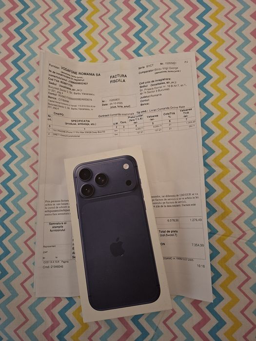 Iphone 17 Pro Max 5G Deep Blue 256Gb NOU Sigilat Factură 2 ANI GARANȚIE