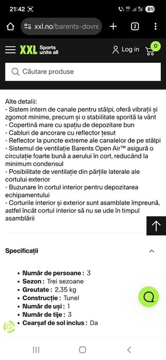 Cort de 3 persoane Barents Dovrefjell 3 Ultralight