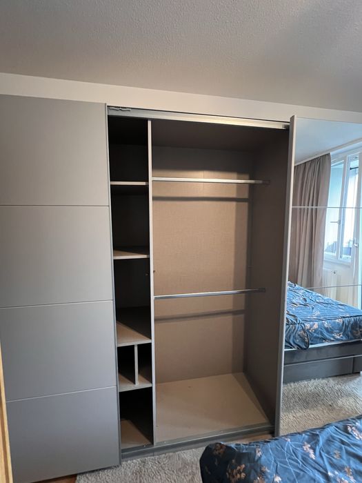 Dressing/Dulap 360/210/58 cm 3 usi culisante gri deschis/oglinda