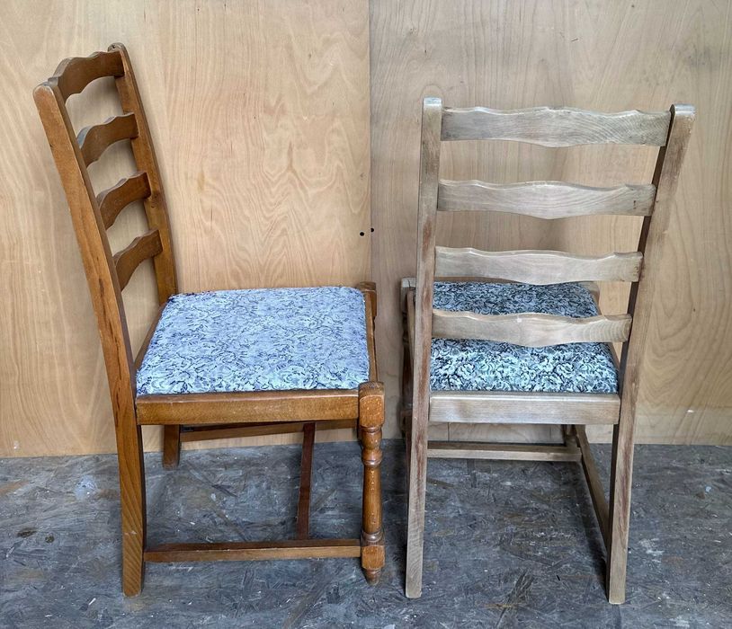 Set 2 Scaune Vintage din Lemn cu sezut tapitat; Scaun solid