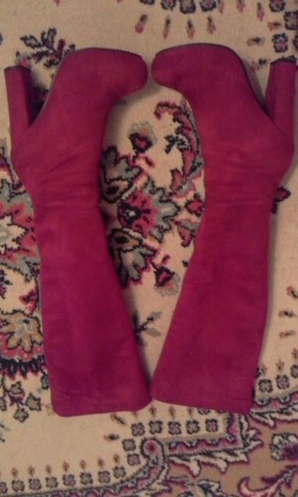 Сапоги красные экозамша 35р