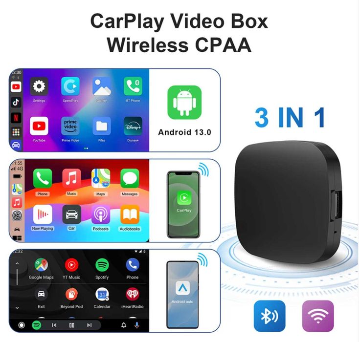 Безжичен CarPlay AI Box Android 13 за CarPlay/Android Auto