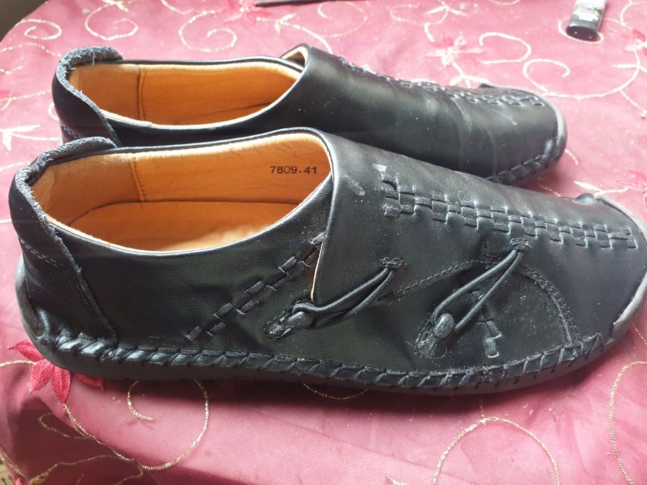 Уникални кожени обувки тип еспадрили  41 номер