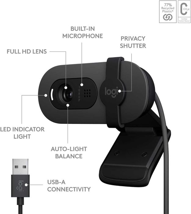 Logitech Brio 100 1080p Full HD уеб камера
